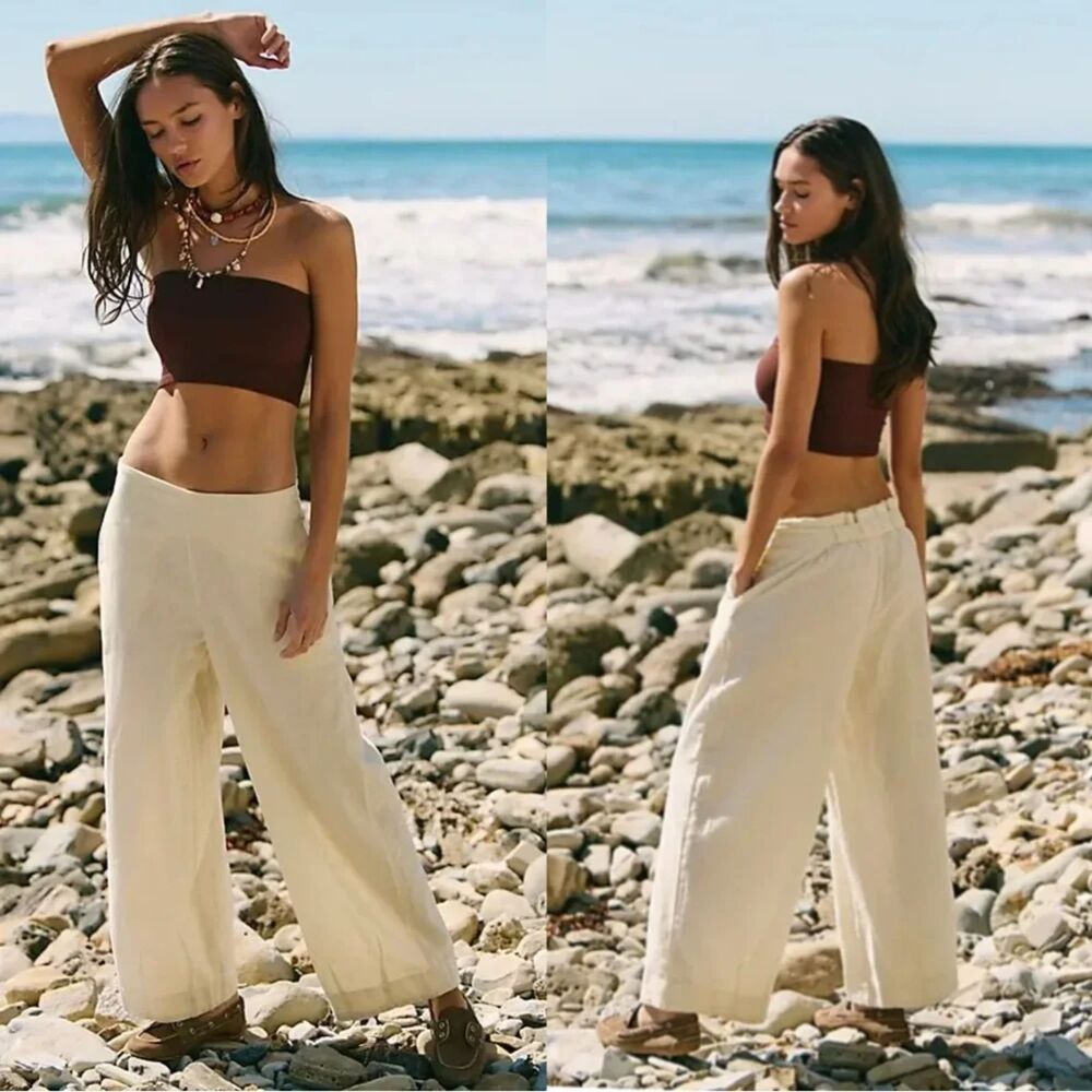 Free People Demi Wide Leg Linen Blend Pants Size XS NWOT - Picture 4 of 10